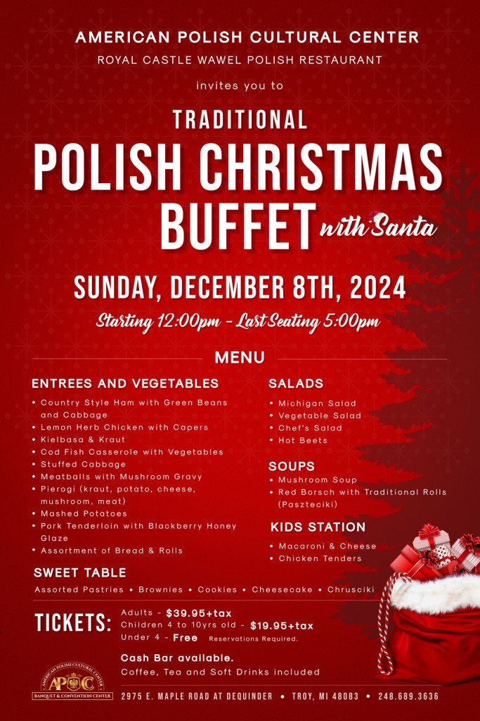 December 8, 2024 – Traditional Polish Christmas Buffet